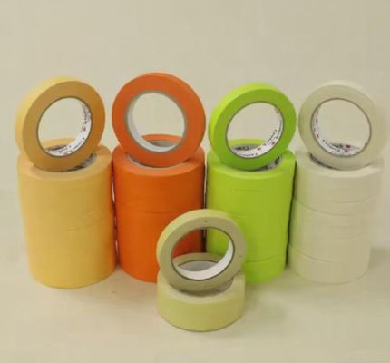 Proveedor chino al por mayor cinta de enmascarar naranja para reparación de automóviles resistente al calor de 80 grados con alta viscosidad, personalizable con embalaje original