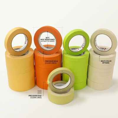 Proveedor chino al por mayor cinta de enmascarar naranja para reparación de automóviles resistente al calor de 80 grados con alta viscosidad, personalizable con embalaje original