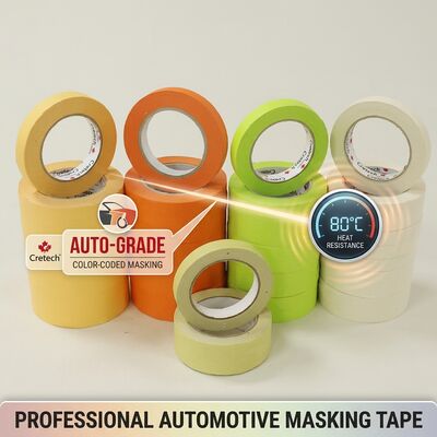 Proveedor chino al por mayor cinta de enmascarar naranja para reparación de automóviles resistente al calor de 80 grados con alta viscosidad, personalizable con embalaje original